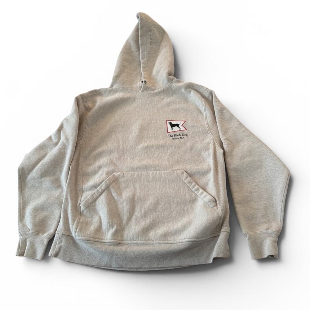 The Black Dog Boston MA Thick Grey Hoodie Sweatshirt Medium - Picture 2 of 2
